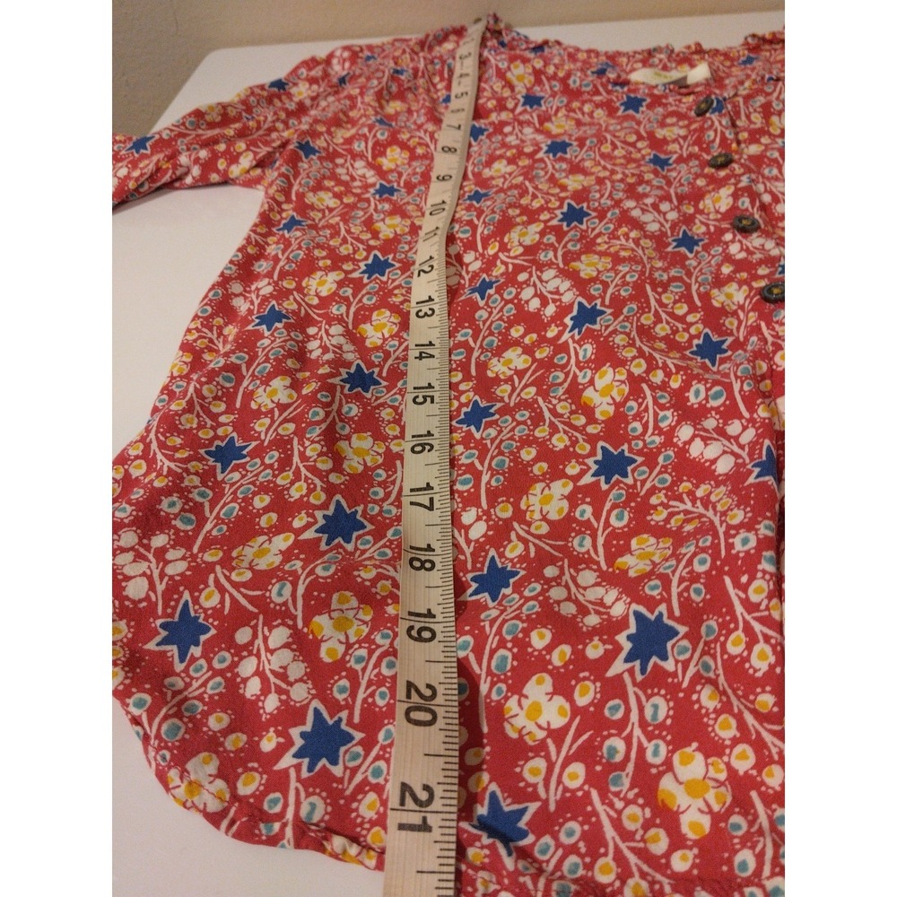 Anthropologie Maeve Floral Ruffled Hem Button Front Marisol Top Size 6 Cottage - Picture 8 of 9
